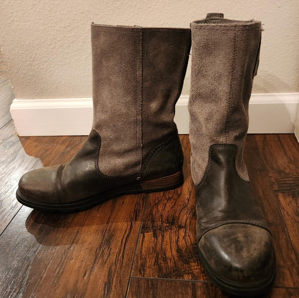 SOREL Women's  tall casual Waterproof Boots gray leather SZ 7.5